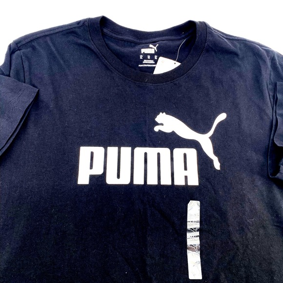 PUMA Unisex Short Sleeve Crew Neck Black Tshirt Essential Cat Logo Size XL NWT - Picture 1 of 6